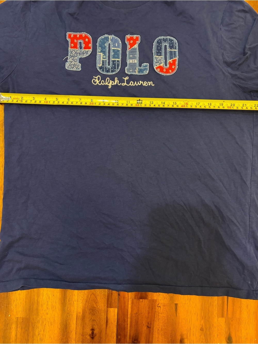 Polo Ralph Lauren Bandana Patchwork Graphic T-Shirt Navy Blue Men's size large - Picture 4 of 5